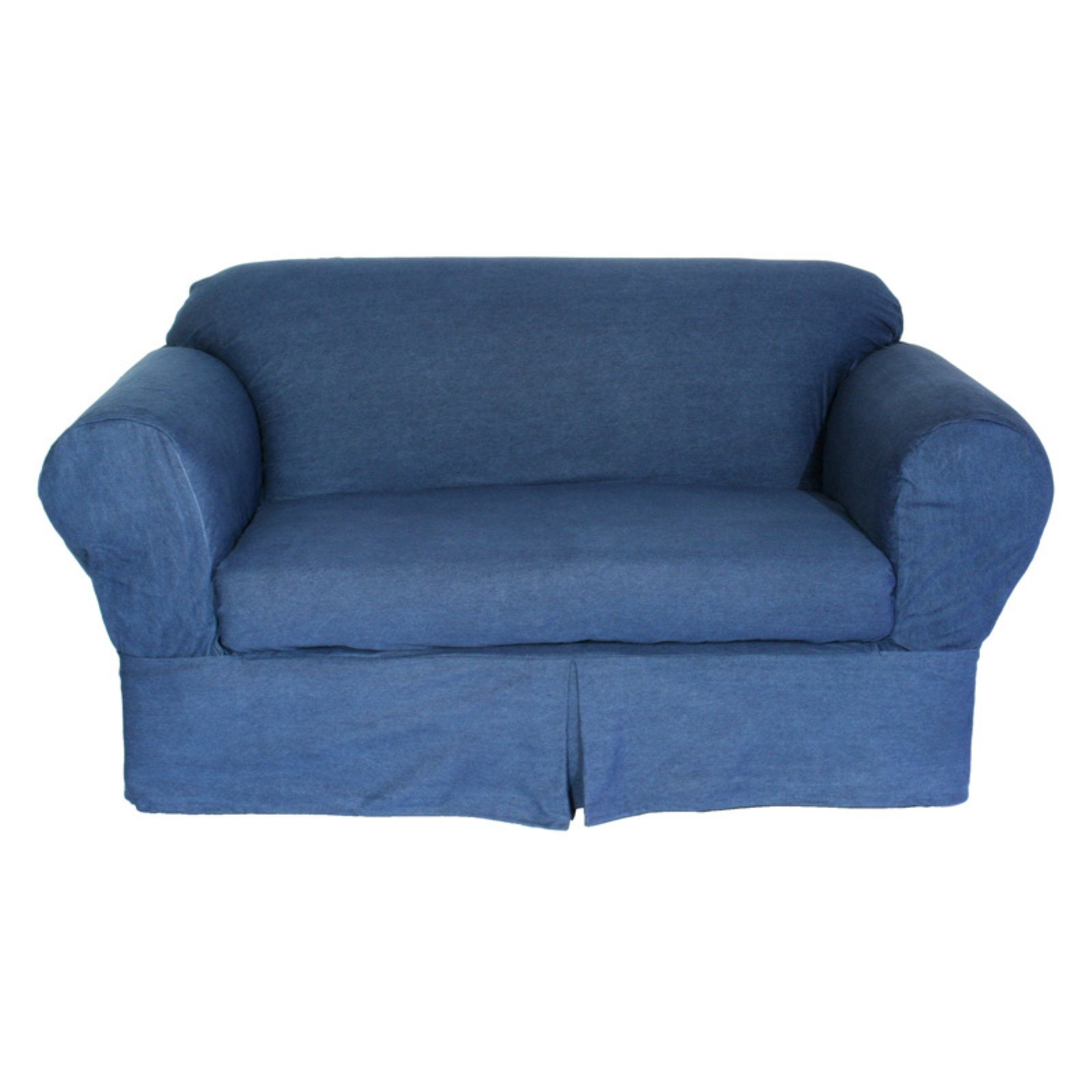 Washed Heavy Blue Denim 2 pc Sofa Slip Cover Cotton Couch  Loveseat Arm Chair 