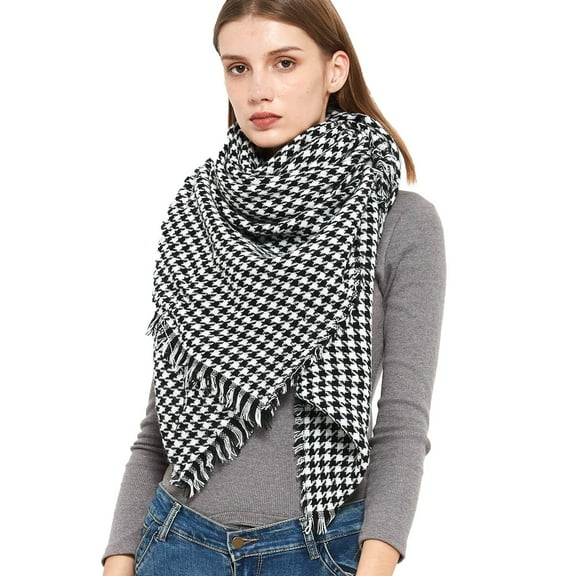 GZWYHT Shawl Wraps,Shawl Shawl Ladies Houndstooth Warm Winter Scarf *40CM Scarf Stitching 140 Plush Scarf Scarves for Women Lightweight,Clearance,Shawls And Wraps Black