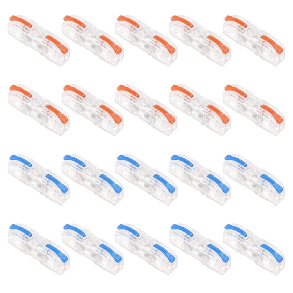 HWHCGZ 20pcs Lever Wire Connector Compact Wire Connectors 1 to 1 Inline Electrical Lever Wire Connectors Assortment Splicing Connectors for 28-12 AWG,10Pcs Orange 10Pcs Blue