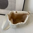 thumbnail image 2 of Bolso Bolsos cruzados de hombro plisados ​​de moda Bolsos de mujer de cuero PU (Beige), 2 of 5