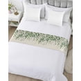 thumbnail image 5 of Bed Runner Scarf Twin Size, Green Leaves Stain Bed Runners & Scarves for Foot of Beds, Summer Botanical Decorative Bedding Runner Scarf for Hotel Home Bedroom 71 x20 Inch, 5 of 6