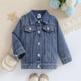 thumbnail image 2 of Toddler Baby Girl Denim Jacket Big Sister/Brother Letter Embroidery Jean Button Down Denim Coat, 2 of 7
