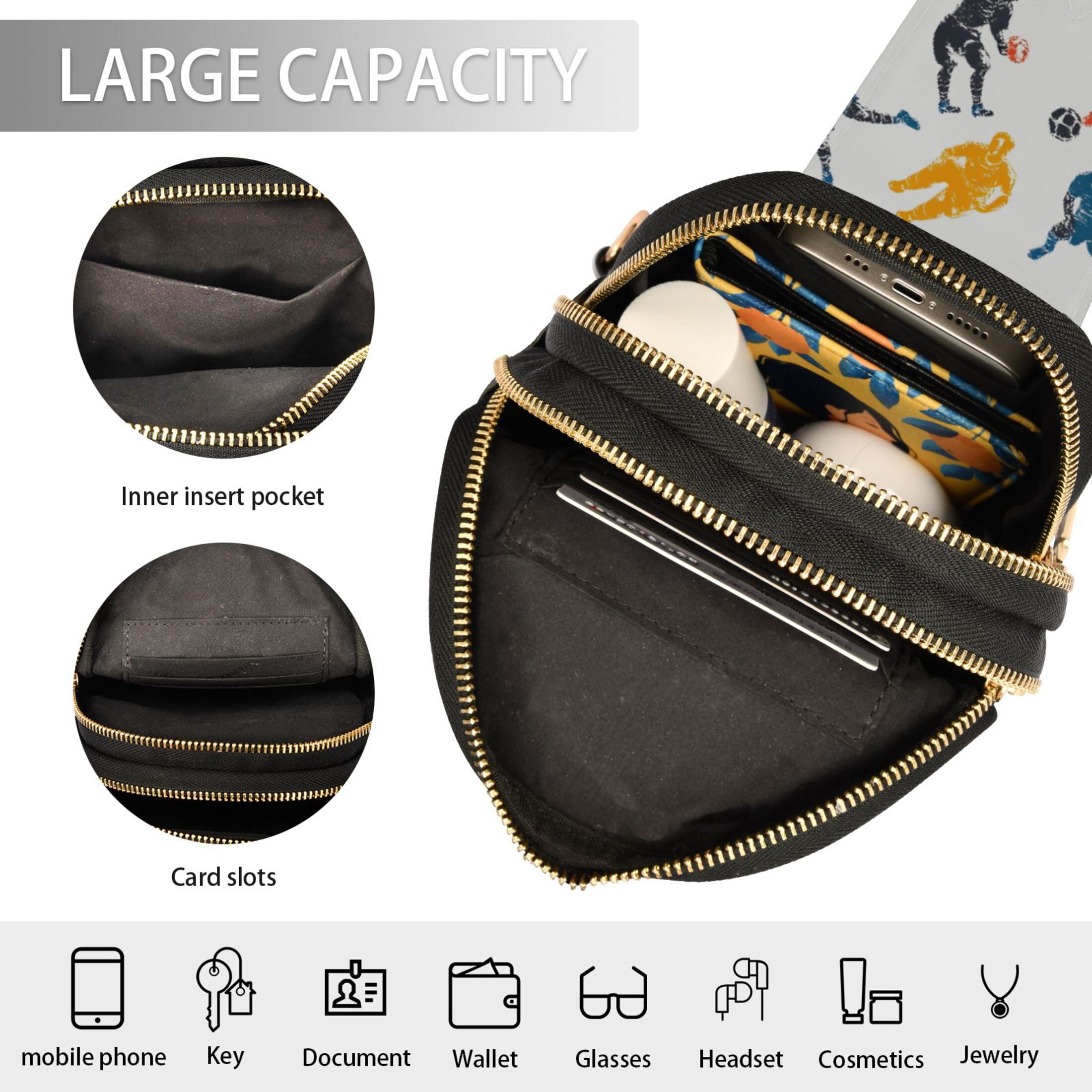 ALAZA Play Football Sling Bag for Women Men Waterproof Crossbody Chest Bags