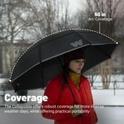 Weatherman Umbrella - Collapsible Umbrella - Windproof Umbrella Resists Up to 55 MPH Winds (Black)