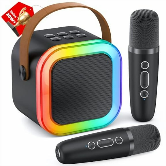 Mini Karaoke Machine for Kids Adults,Portable Bluetooth Speaker with 2 Wireless Karaoke Microphones,2025 TOP Birthday Gifts Toys for Boys 3,4,5,6,7,8 Years Old Toddler Karaoke Player