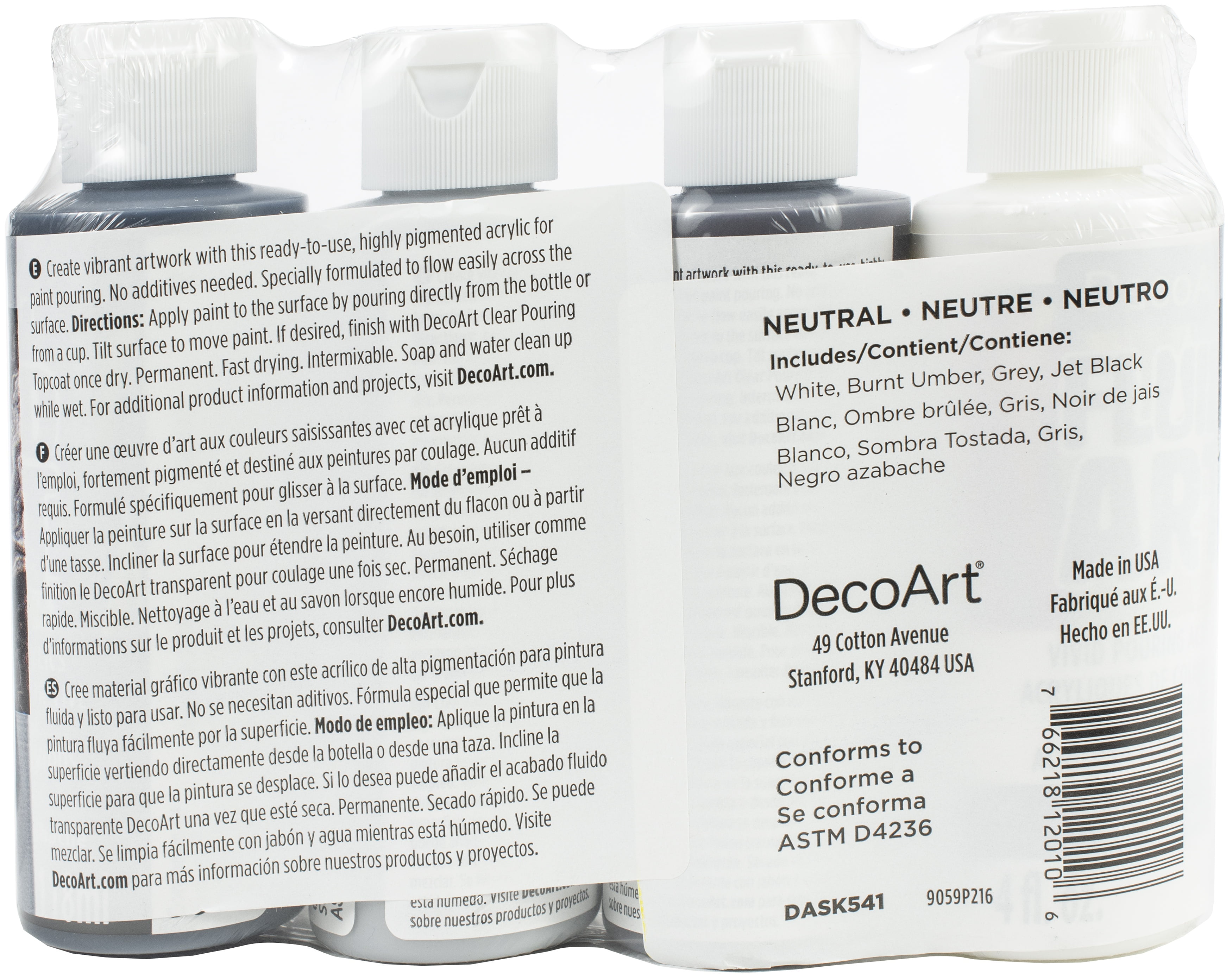 DecoArt FluidArt Paint Pouring Value Pack 4/Pkg-Neutral