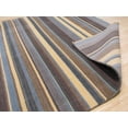 thumbnail image 3 of EORC Blue/Brown Handmade Wool Transitional Striped Rug, 2' x 3'-Color:Blue/Brown,Material:Wool, 3 of 9