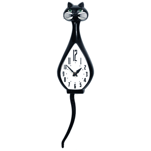 Simone Animated Cat Clock Black