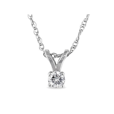 Miabella 1/10 Carat T.W. Diamond 14kt White Gold Solitaire Pendant, 17