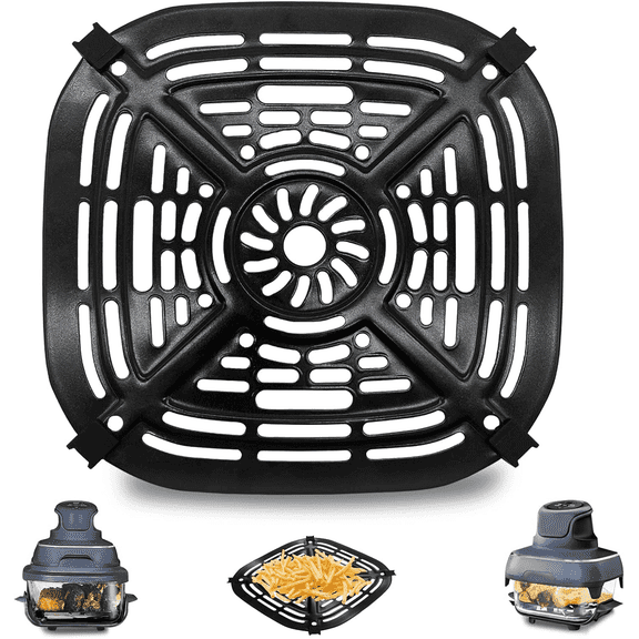 GCQ Air Fryer Grill Pan for Ninja Crispi Air Fryer FN101GY, Replacement Air Fryer Crisper Plate Grill Plate Tray Accessories with Rubber Bumpers, Dishwasher Safe
