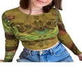 thumbnail image 3 of MesaSe Femmes Sexy Crop Tops Imprimé à Manches Longues Pull Col Rond, 3 of 5