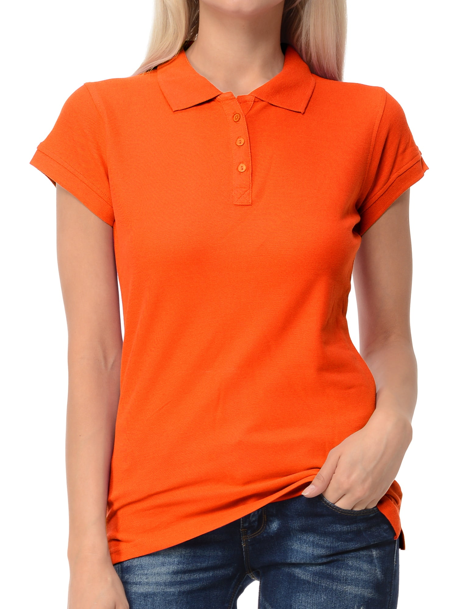 Basico - Basico Orange Polo Collared Shirts For Women 100% Cotton Short ...