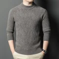 thumbnail image 4 of Suéter de otoño e invierno 2024 nuevo suéter de cuello alto medio grueso de jacquard natural para hombre, ropa interior informal de punto, suéter de manga larga, 4 of 4