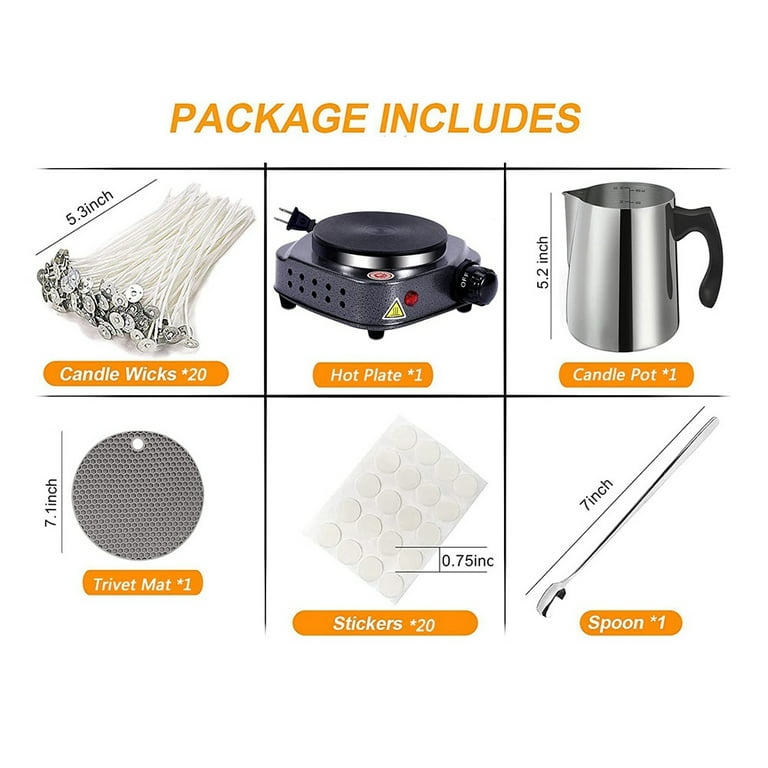 Candle Making Kit with Electronic Hot Plate,Candle Making Tools Supplies  for Melting Wax US Plug