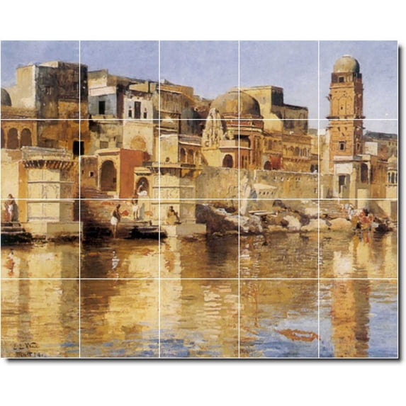 Ceramic Tile Mural-Edwin Weeks Waterfront Painting 154. 40" w x 32" h using (20) 8 x 8 ceramic tiles