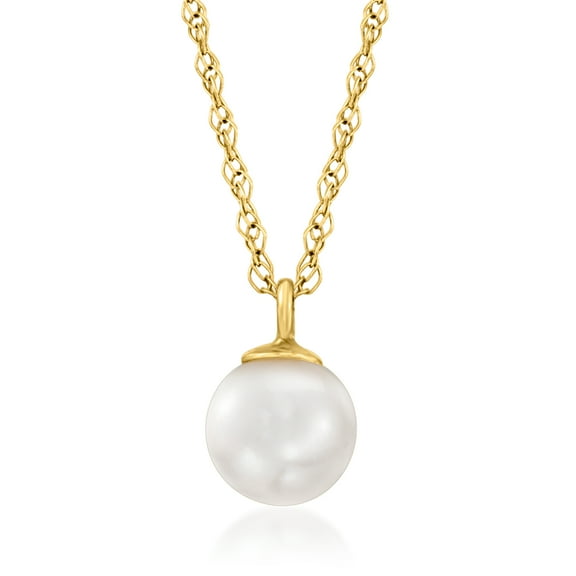 Pure Collection by Ross-Simons 5-5.5mm Cultured Pearl Pendant Necklace in 14kt Yellow Gold, Women's, Adult