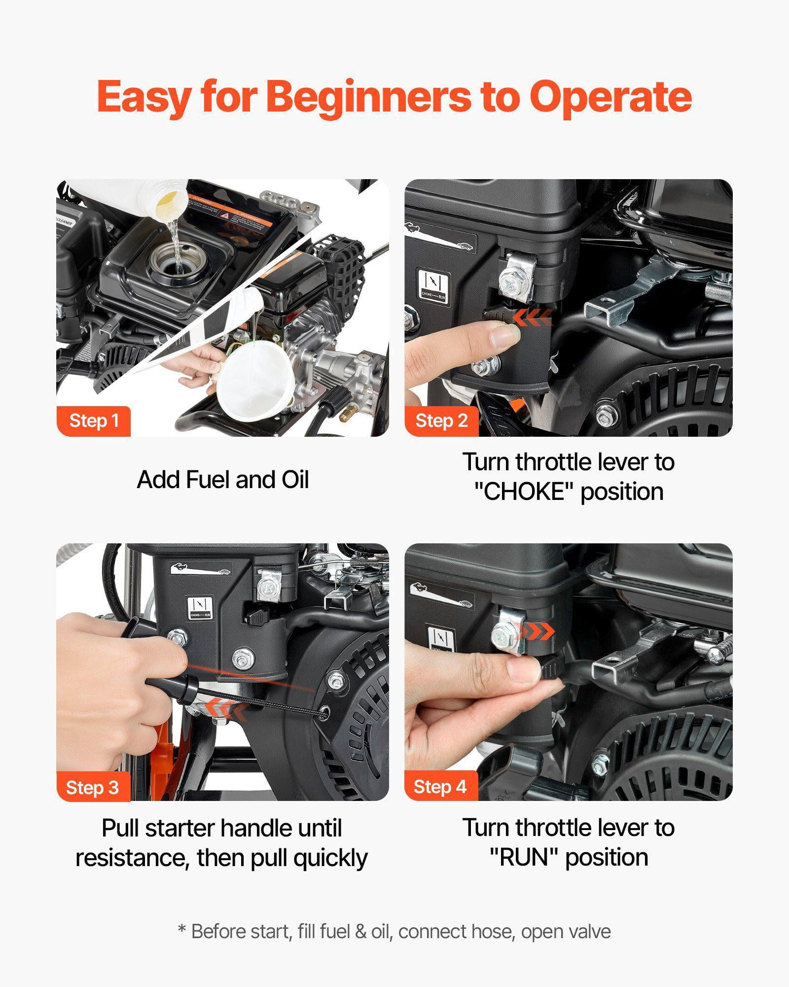 Upgraded Gas Pressure Washer 2900 PSI 1.85 GPM with Aluminum Pump Spray Gun Wand 4 Nozzles for Cars Fences Driveways Patios Homes