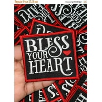 NEW Arrival "Bless Your Heart", Cute Inspirational Applique, Iron-on Embroidered Patch, Embroidery Design, Size 4", Small Jacket Patch, DIY