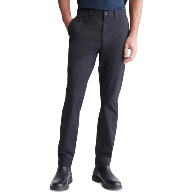 Calvin Klein Mens Athletic Stretch Tapered Slim Chino Casual Pants, black, 33W x 30L