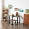 thumbnail image 4 of 3 Piece Dining Room Table Sets, Modern Bar Table Set, Kitchen Table and Chairs for 2, Metal Frame and MDF Tabletop Dining Table, Mid Century Breakfast Set with Two Stools for Home, Walnut, Q10693, 4 of 11