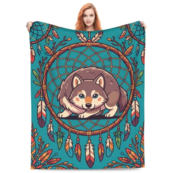 Wolf Blanket Cozy Flannel Fleece Throw, Soft Warm Bedding, Versatile Gift for Living Room Sofa Bed 50x40