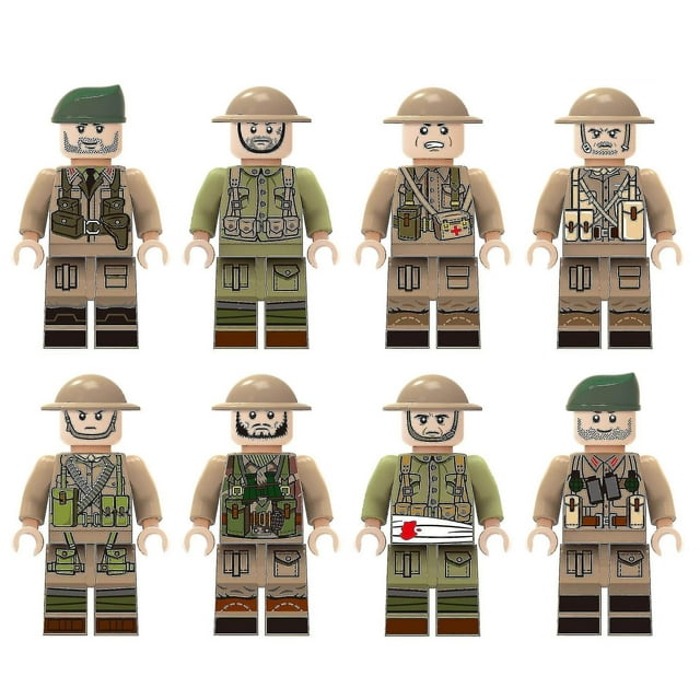 8pcs Military Soldier Dolls Assembling Building Blocks Toys