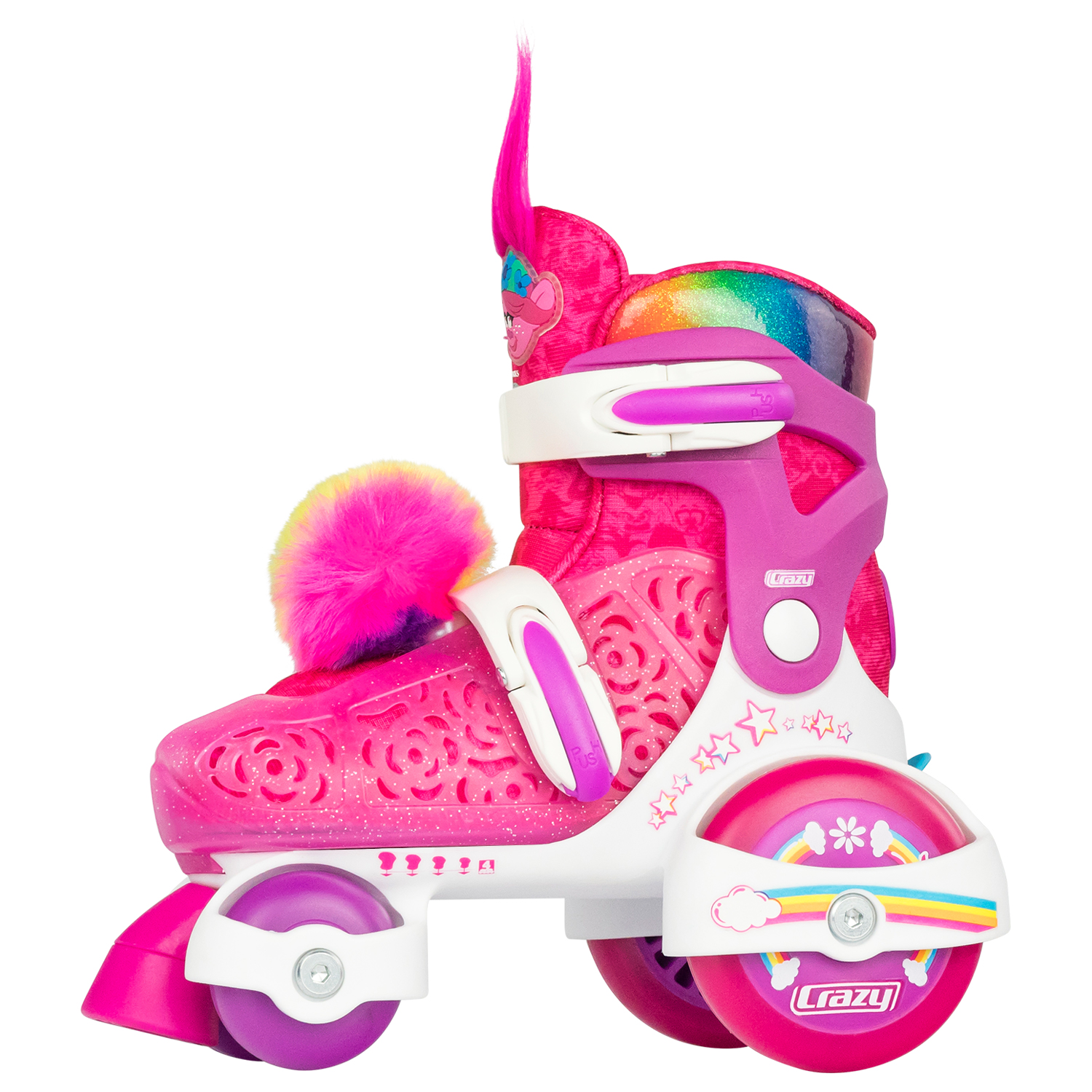 Crazy Skates Trolls Klip Klop Size Adjustable Roller Skates - Featuring Poppy or Barb from TROLLS