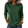 thumbnail image 3 of Womens Crew Neck 3/4 Sleeve Tops Casual T Shirts Fall Loose Fit Dressy Plain Basic Tops M, 3 of 6