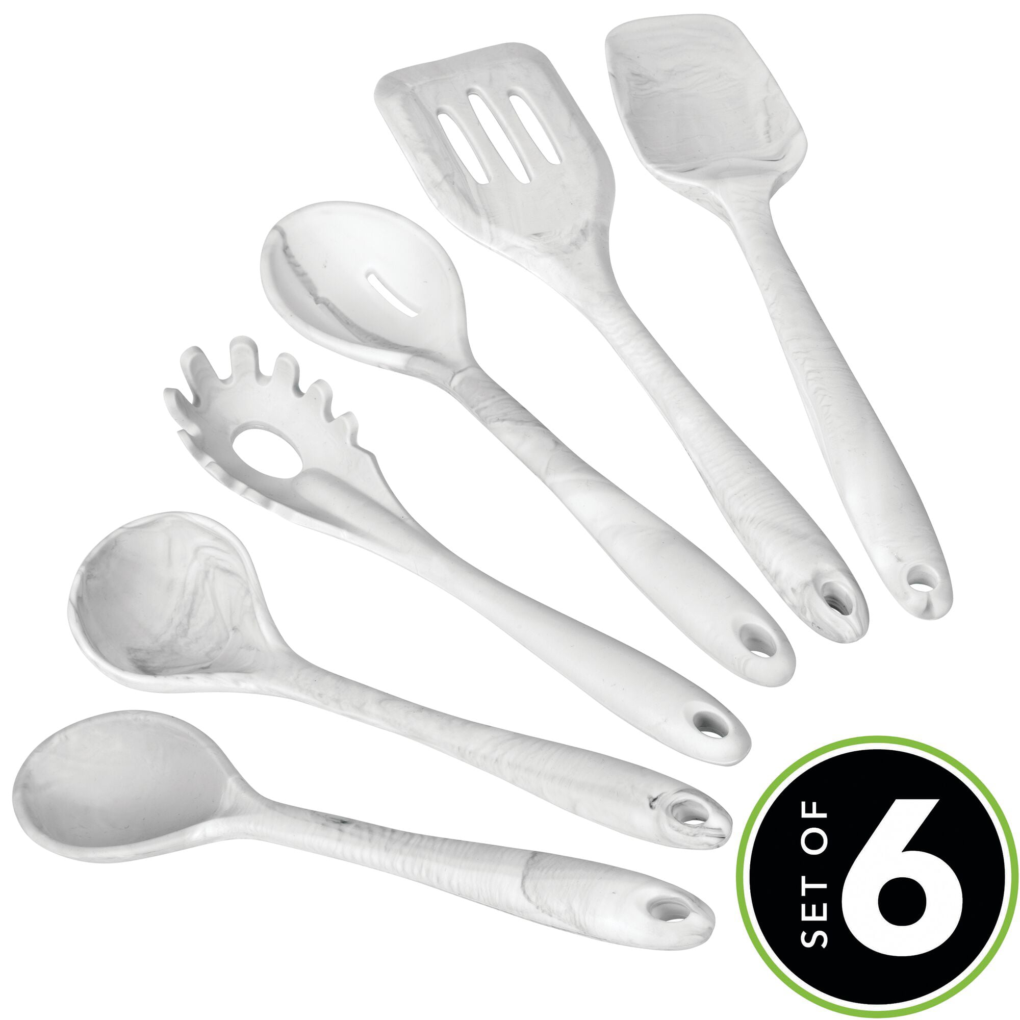 Mesa Mia Beechwood 6-Pc. Kitchen Tool Set | White | One Size | Kitchen Utensils Kitchen Utensil Sets | Multi-pack|Multi-function