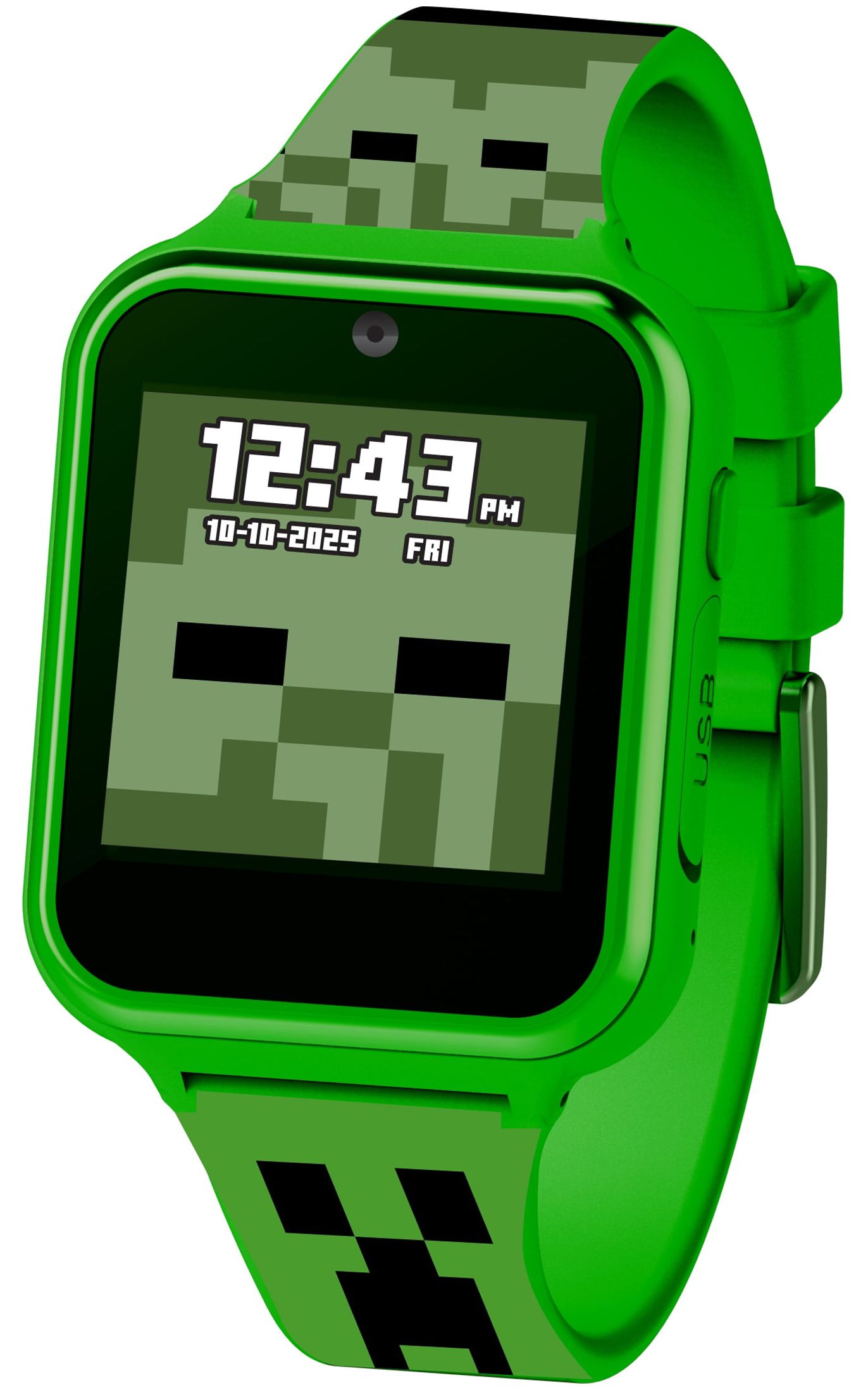 Minecraft iTime Unisex Touchscreen Smart Watch with Silicone Strap and Green Case 42MM