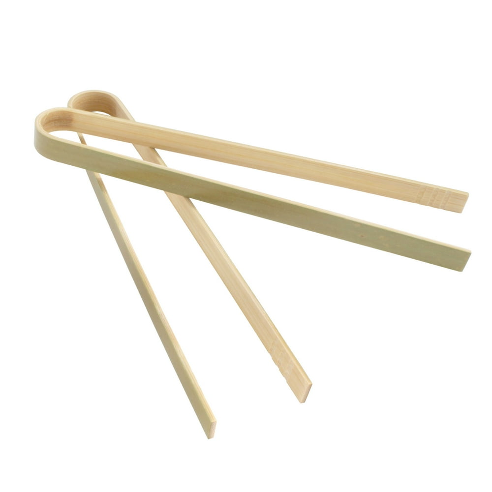 BambooMN 6.3" Mini Bamboo Wood Disposable Tongs Toast Tongs 100