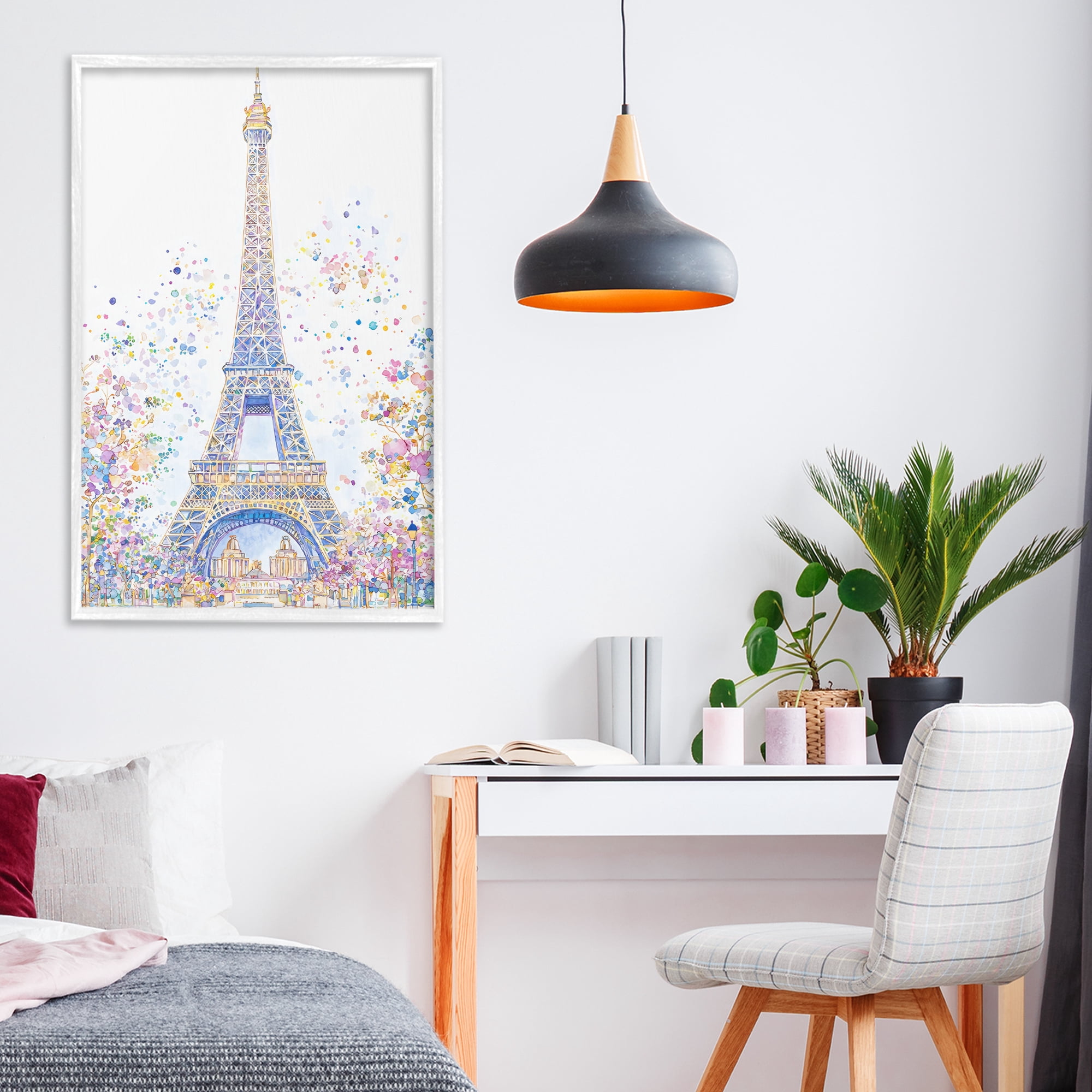 Stupell Industries Colorful Eiffel Tower White Framed Giclee Art, design by Creative Studio