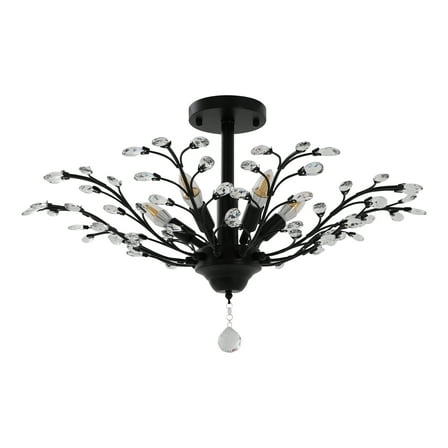 Miumaeov 5 Lights Branches Crystal Chandelier Ceiling Light Pendant Lamp Fixture For Living Room Foyer Corridor