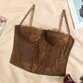 thumbnail image 5 of Women's Corset Top Bustier Corset Top Tight Fitting Corset Tank Top Straps Top Solid Short Fashion Brown S, 5 of 7