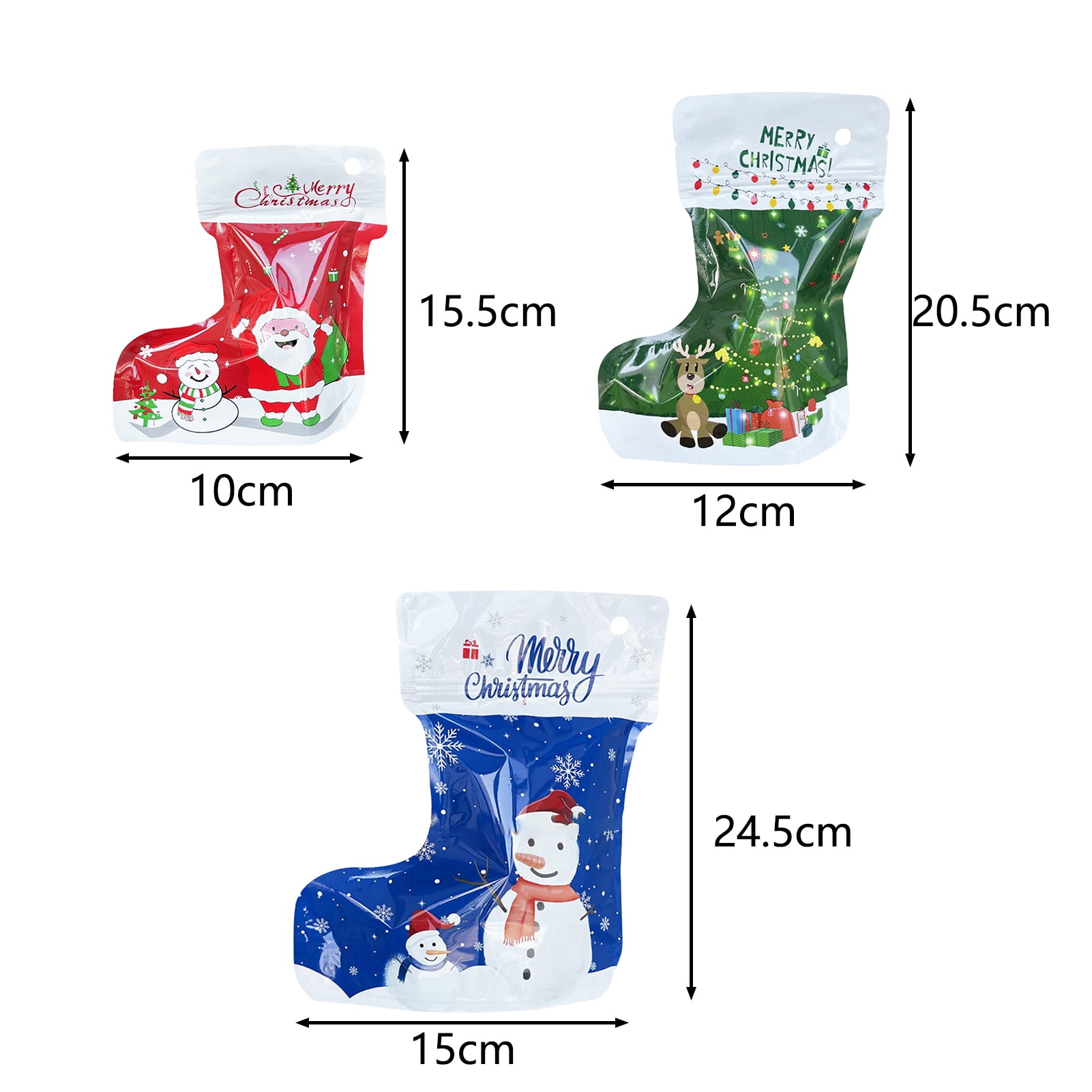 10pcs Navidad Christmas Ziplock Packaging Bags Santa Claus Elk X-Mas Child  Gifts Sugar Socks Party Snack Storage Hanging Pouches