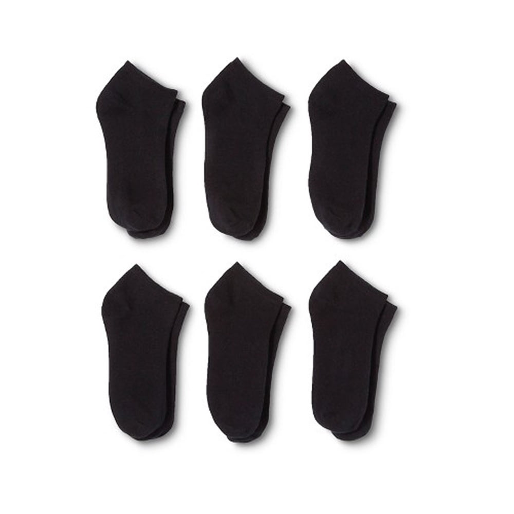 12 Pairs Men's Ankle No Show Socks Black or White Polyester and Spandex 