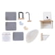 thumbnail image 5 of 2 juegos de muebles de casa de muñecas de madera, modelo de accesorios de simulación, bricolaje, hechos a mano Salón y Baño, 5 of 9