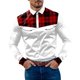 thumbnail image 1 of Camisas s Para Hombre Camisa de manga larga con botón de solapa y bloque de color a cuadros informal a la para hombre (White, L), 1 of 5