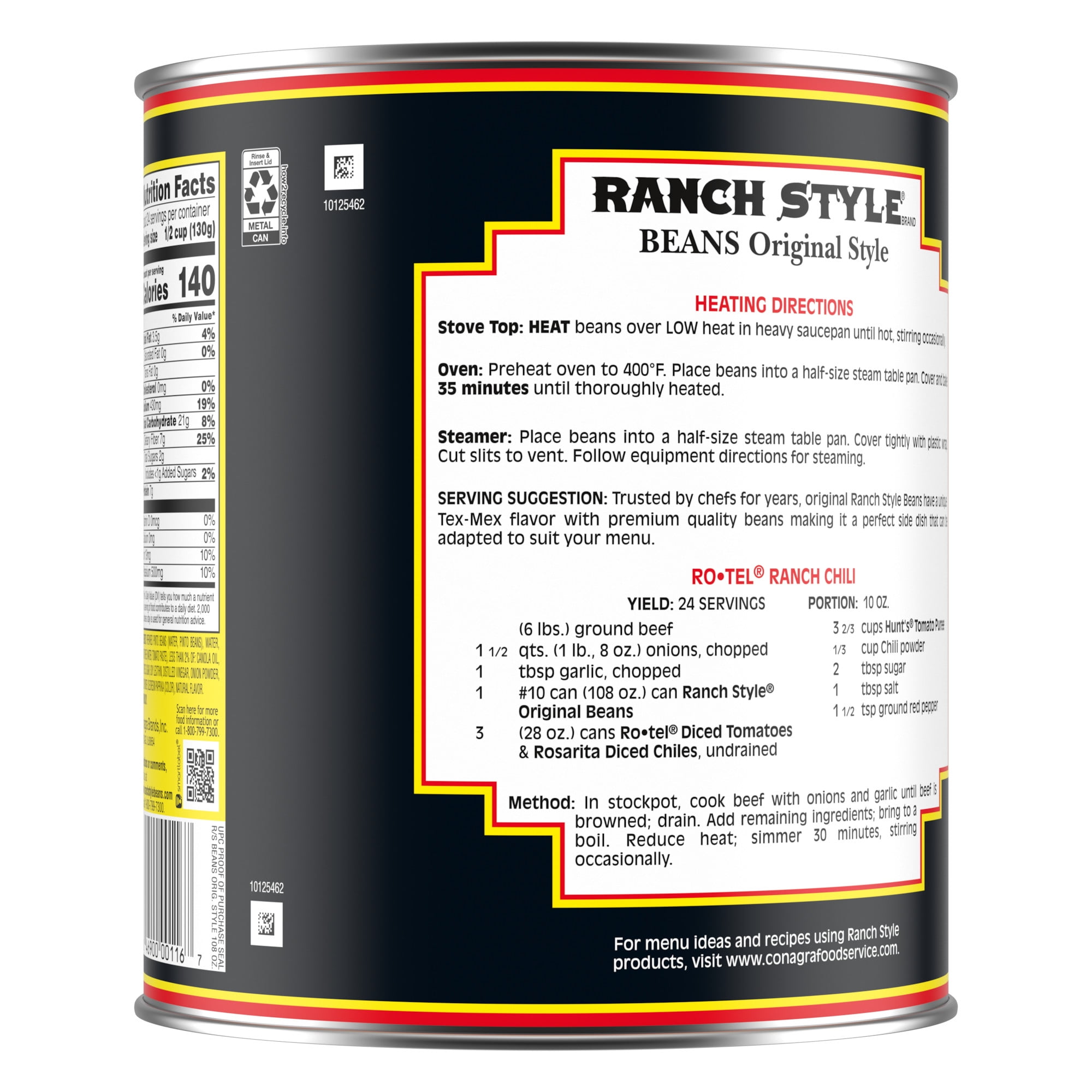 Ranch Style Beans, Canned Beans, 108 oz.