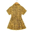 thumbnail image 2 of Kmbangi Girl?s Leopard Button Lapel Short Sleeve Ruffles Mid-length Dress, 2 of 8