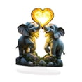 thumbnail image 2 of 2d pareja decoración amor corazón elefantes señales adornamiento amigo regalo de decoración acrílica plana adorno de mesa para estante, 2 of 8