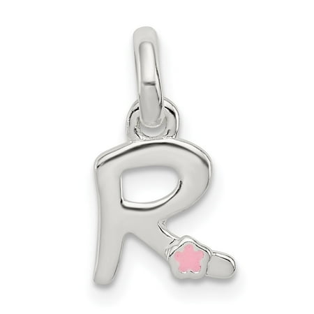 Diamond2Deal 925 Sterling Silver Letter R with Enamel Pendant for Women