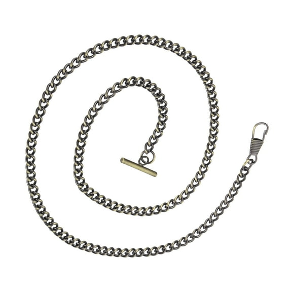 Pocket Watch Chain, 26 Inch Vintage Alloy T-Bar Clip Pocket Watch Chains, Bronze