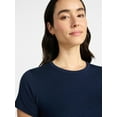 thumbnail image 4 of Time and Tru Women's Slub Crewneck Tee with Short Sleeves, Sizes XS-XXXL, 4 of 5