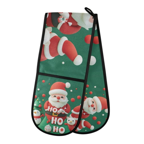 Yayeee Double Oven Mitt Kitchen Heat Resistant Baking 35" x7" Quilted Glove, Cute Christmas Pattern