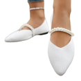 thumbnail image 5 of Willtoo Womens Knit Mesh Pointed Toe Flat Shoes Pearl Strap Mary Jane Slip On Sneakers Breathable Lightweight Casual Ballet Flats, 5 of 6