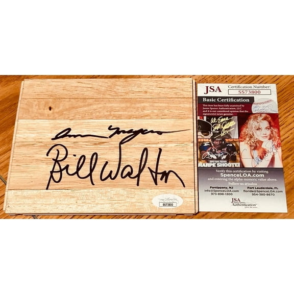 Bill Walton and Ann Meyers (UCLA) autographed 6x6 basketball hardwood floor JSA