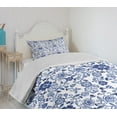 thumbnail image 4 of Ambesonne Watercolor Quilted Bedspread Set 2 Pcs, Vibrant Blue Flowers, Twin Size, Violet Blue White, 4 of 6