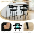 thumbnail image 5 of ONEVOG 26.7'' Swivel Counter Height Stools Set of 2, Modern Barrel Bar Stools with Backs & Arm Rest, Upholstered Sherpa Counter Chairs for Kitchen Island, Black, 5 of 9
