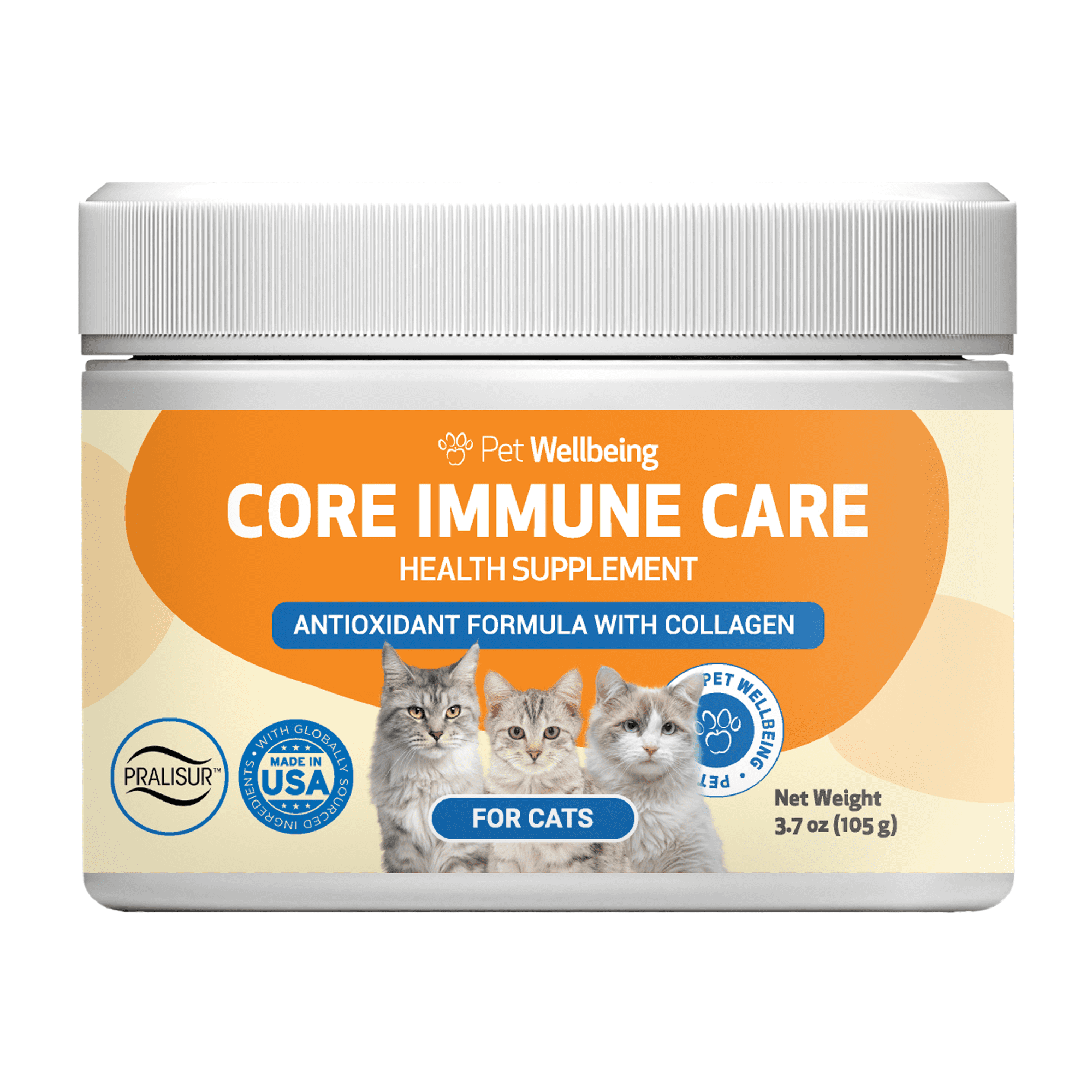 Pet Wellbeing Natural Daily Nutritional Supplement for Cats, Core Immune CARE 3.7oz (105g)